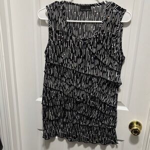 Brittany Black Monochrome Patterned Tank Top
